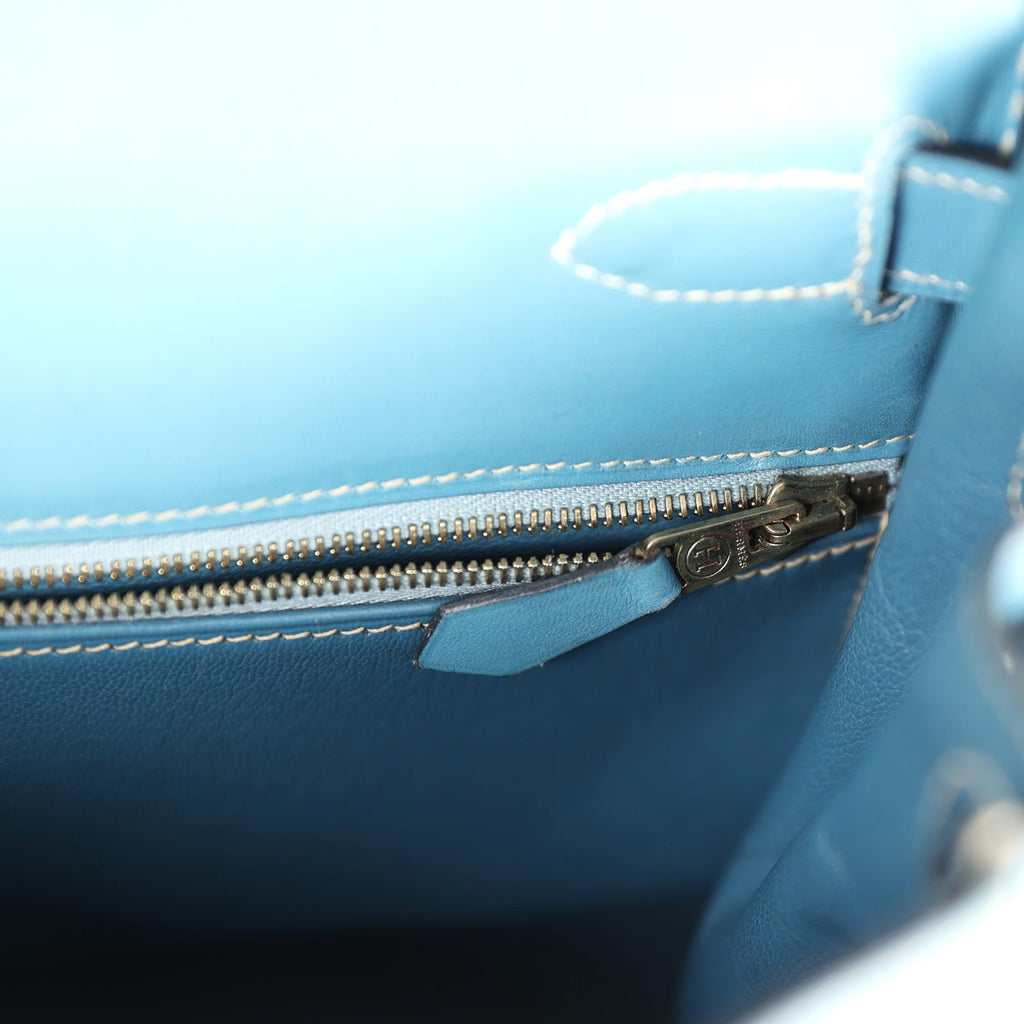 New Hermes Kelly Retourne 28 Blue Jean Box Gold Hardware