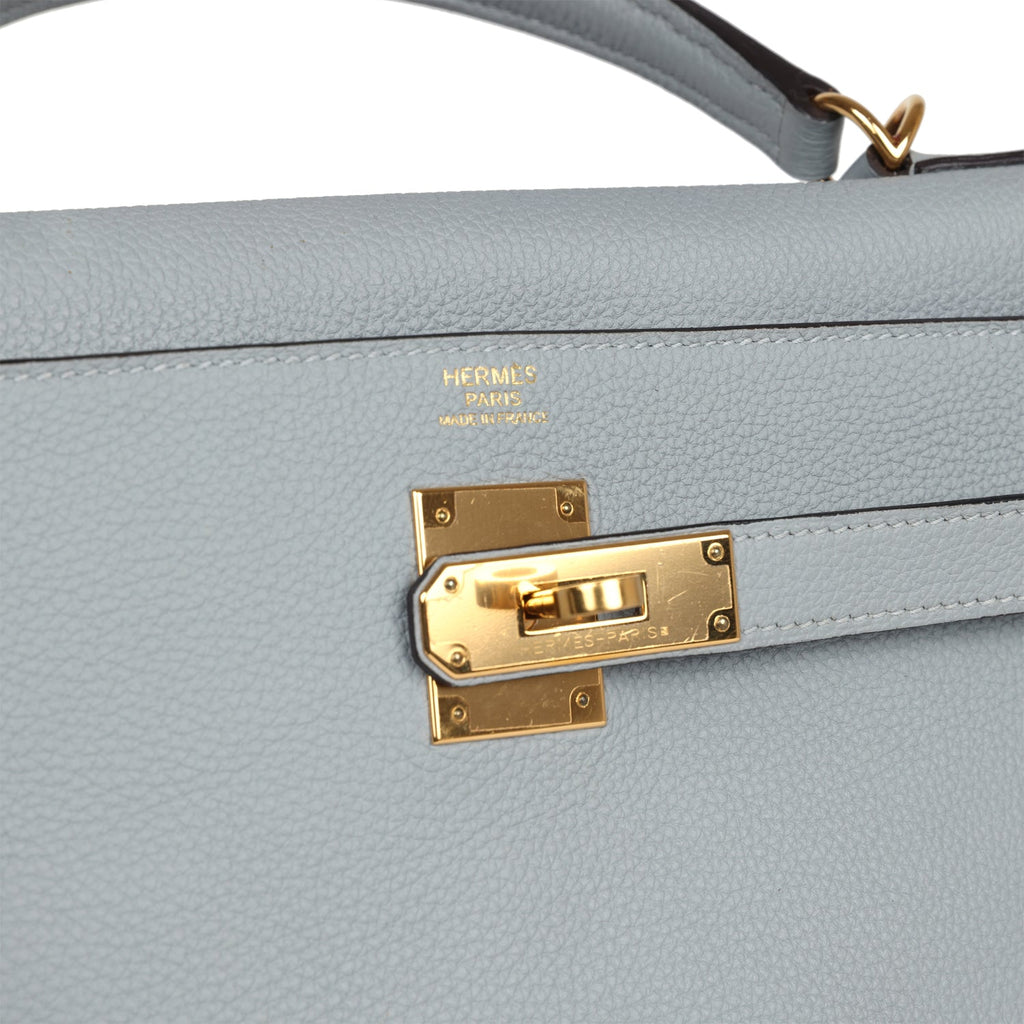 New Hermes Kelly Retourne 32 Bleu Glacier Togo Gold Hardware