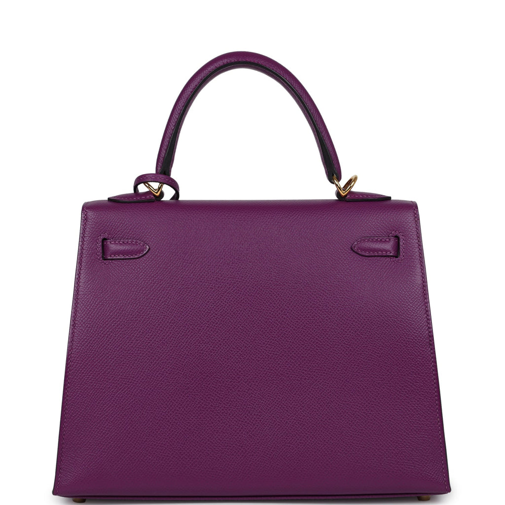 Pre-owned Hermes Sellier Kelly 25 Anemone Epsom Gold Hardware