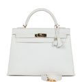 Hermes Kelly Sellier 32 White Epsom Gold Hardware