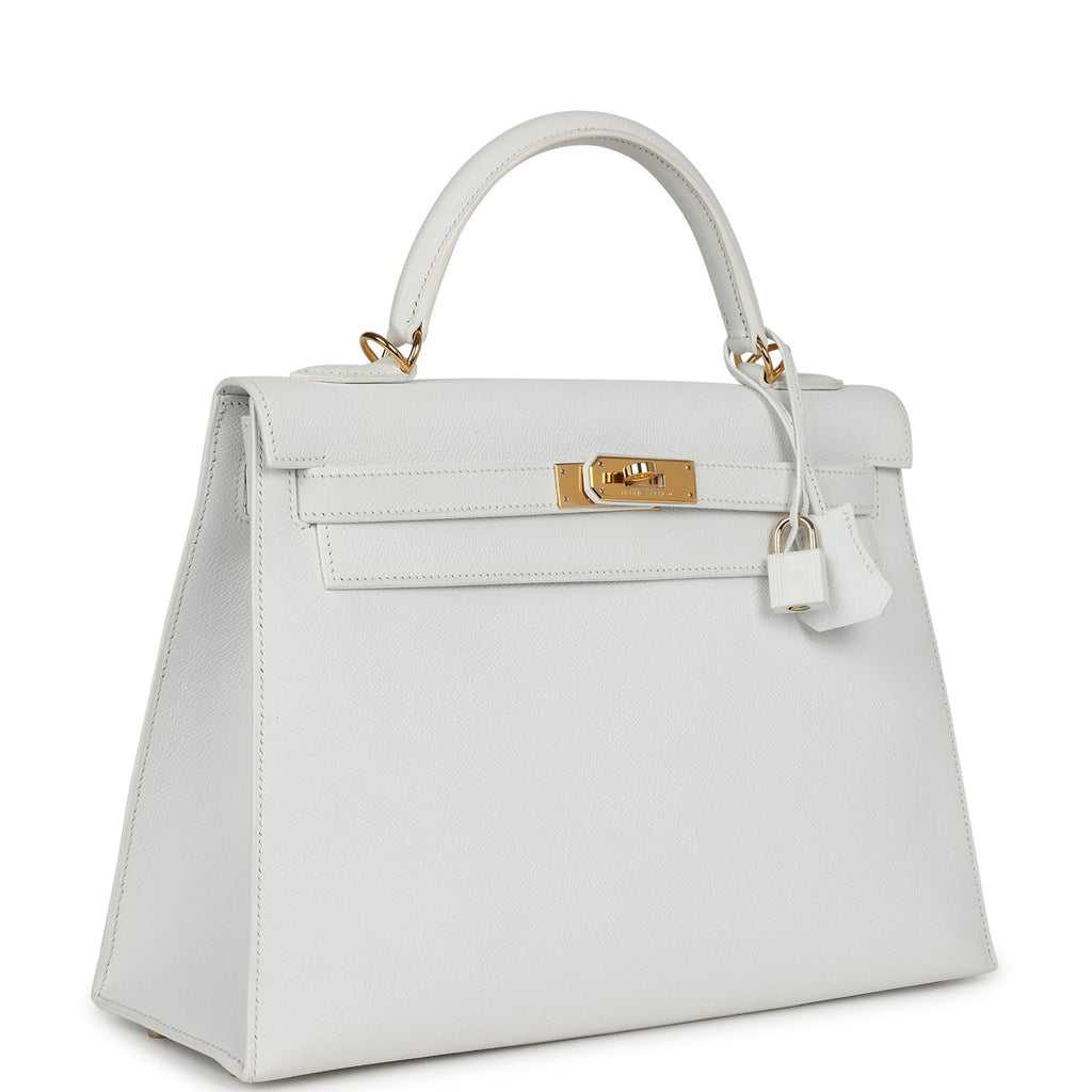 Hermes Kelly Sellier 32 White Epsom Gold Hardware