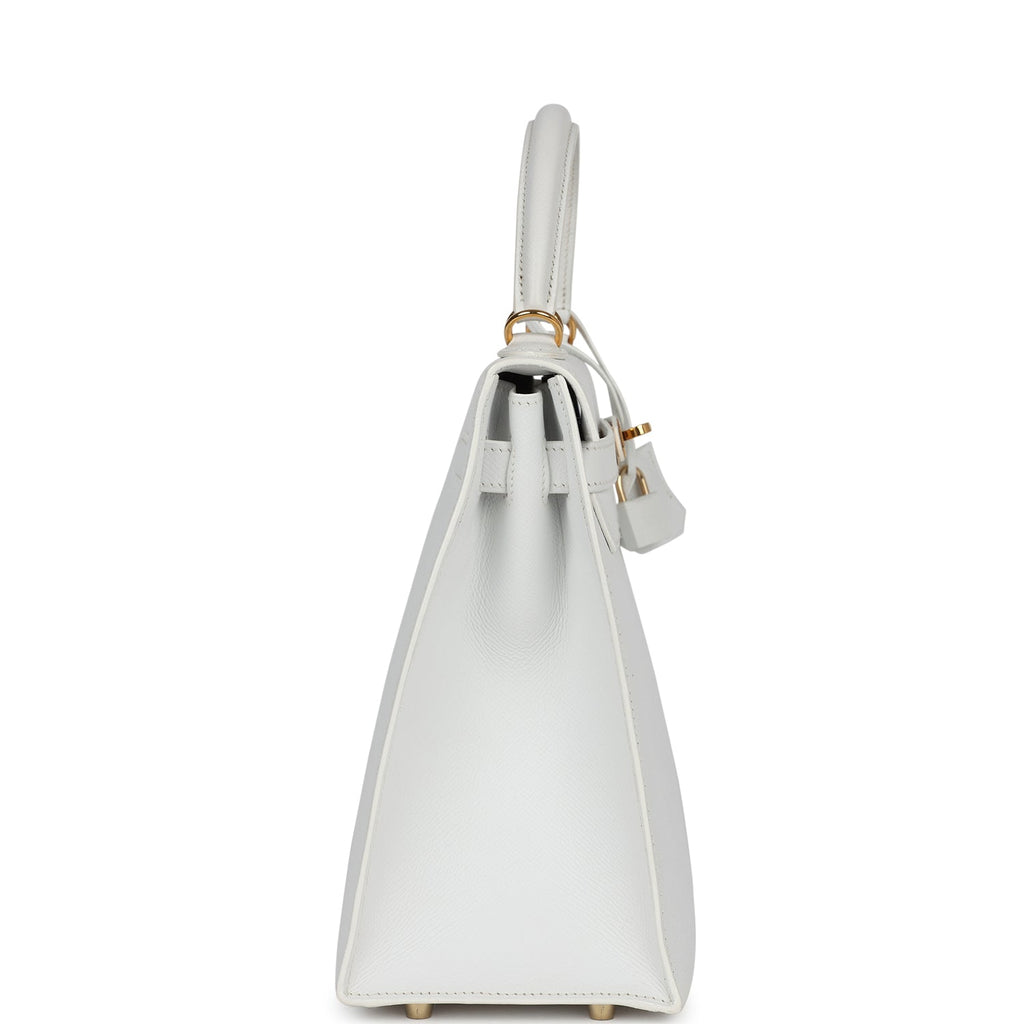 Hermes Kelly Sellier 32 White Epsom Gold Hardware