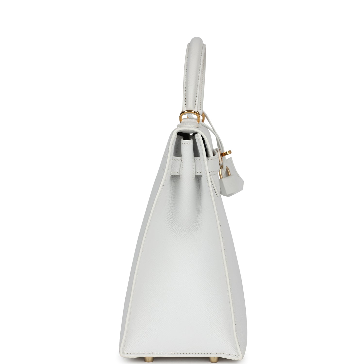 Hermes Kelly Sellier 32 White Epsom Gold Hardware