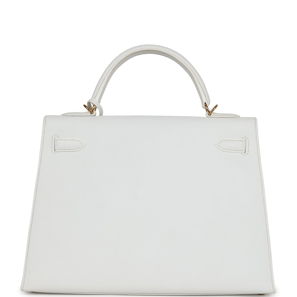 Hermes Kelly Sellier 32 White Epsom Gold Hardware