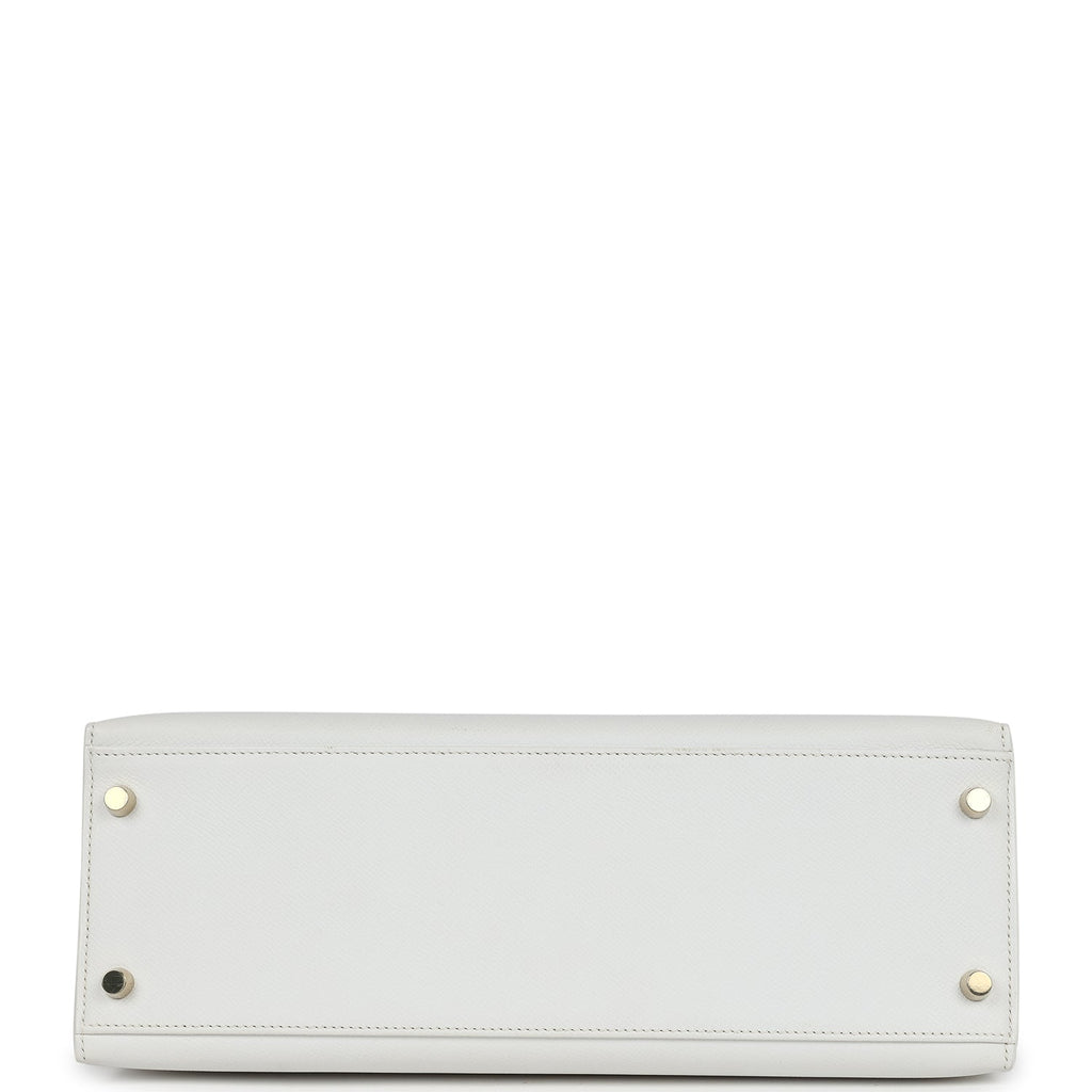 Hermes Kelly Sellier 32 White Epsom Gold Hardware