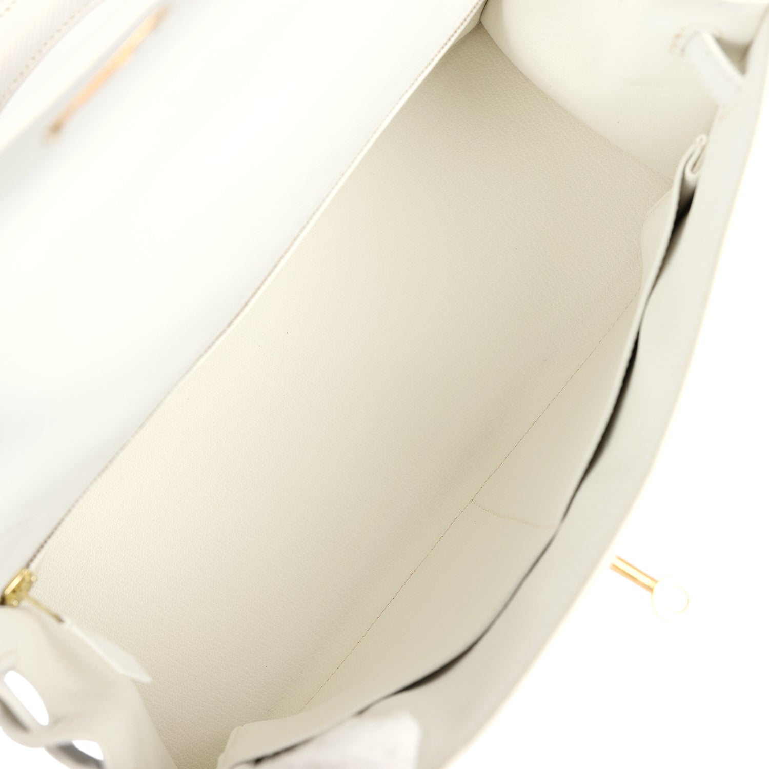 Hermes Kelly Sellier 32 White Epsom Gold Hardware