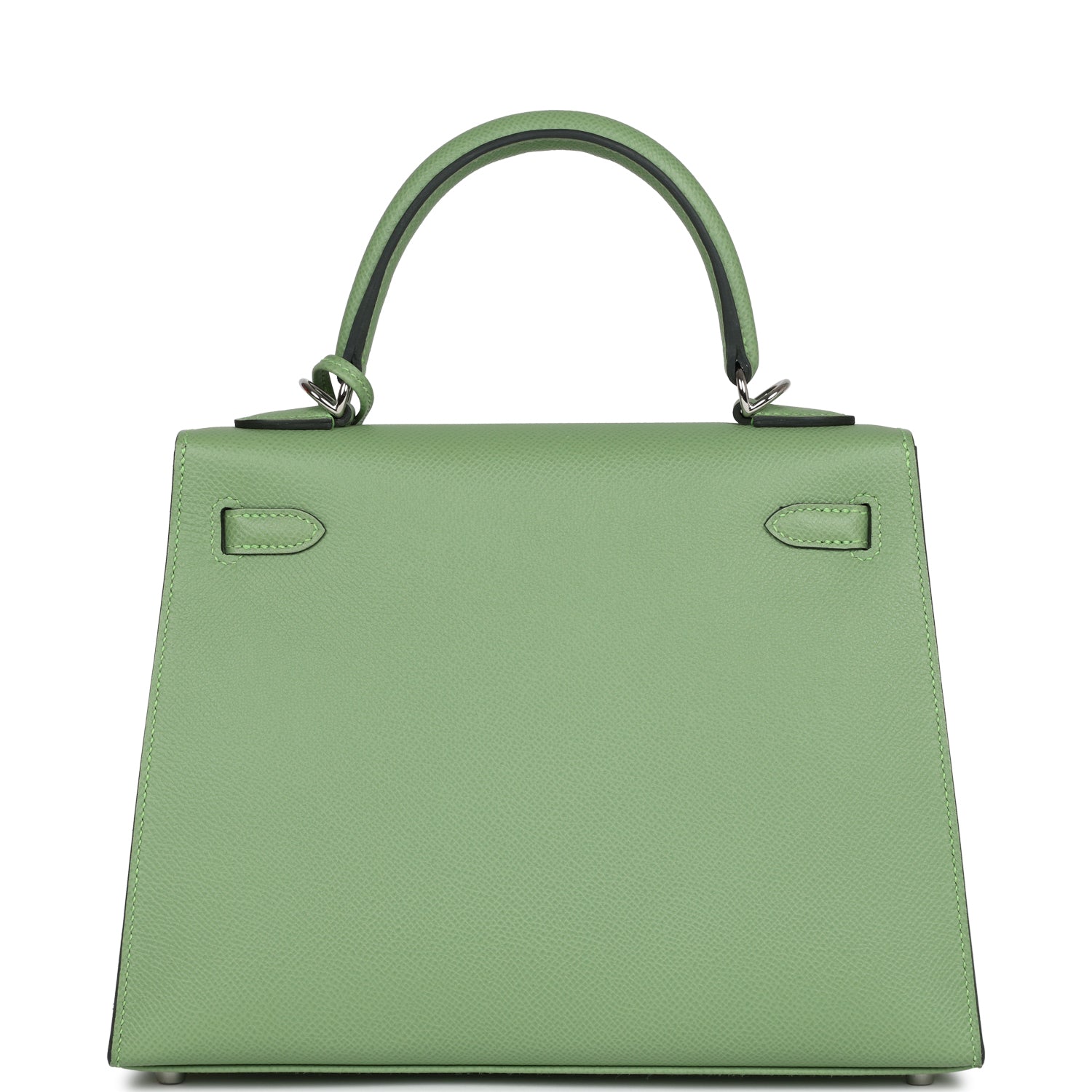 Hermes Special Order (HSS) Kelly Sellier 25 Vert Criquet Verso Epsom Palladium Hardware