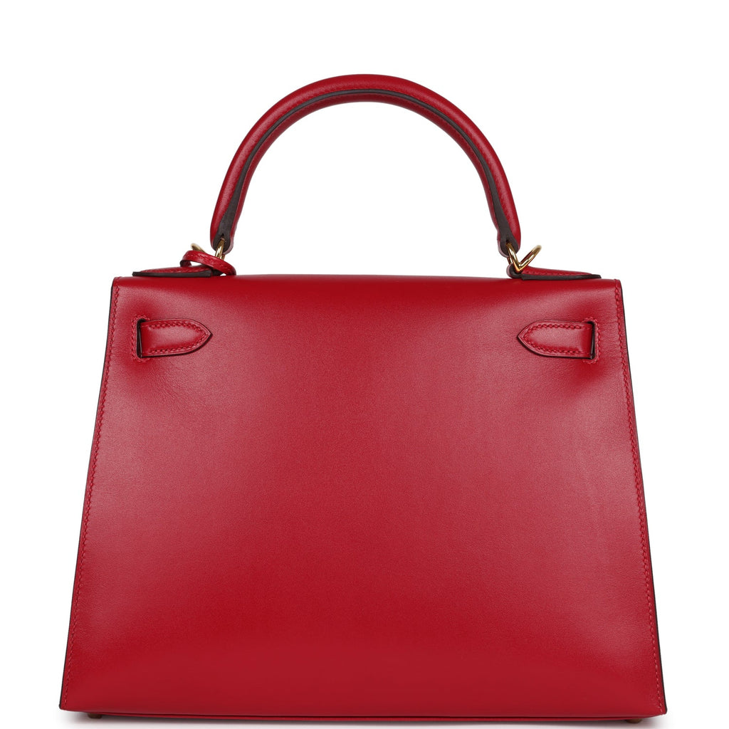 Hermes Kelly Sellier 28 Rouge Vif Tadelakt Gold Hardware