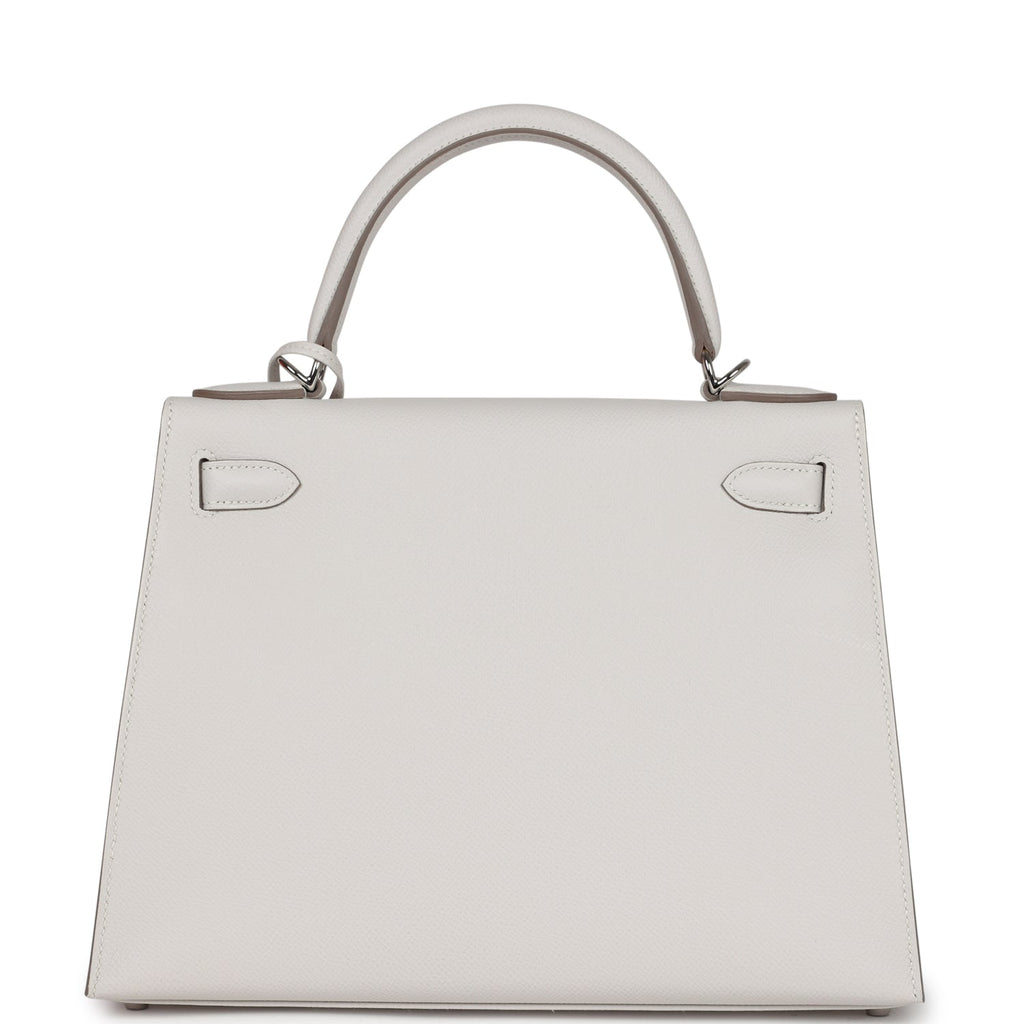 Hermes Kelly Sellier 28 Gris Pale Epsom Palladium Hardware