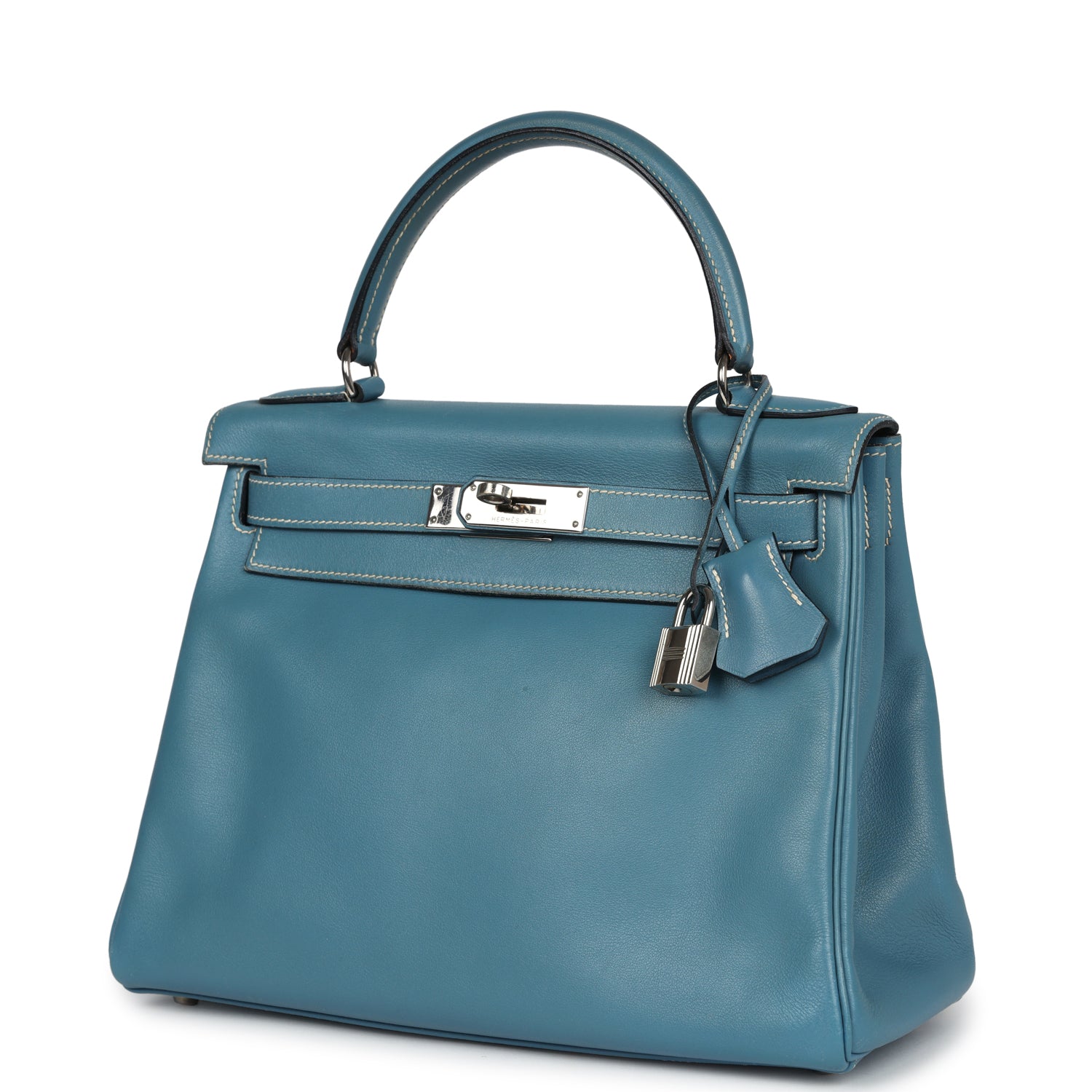 New Hermes Kelly Retourne 28 Blue Jean Gulliver Palladium Hardware