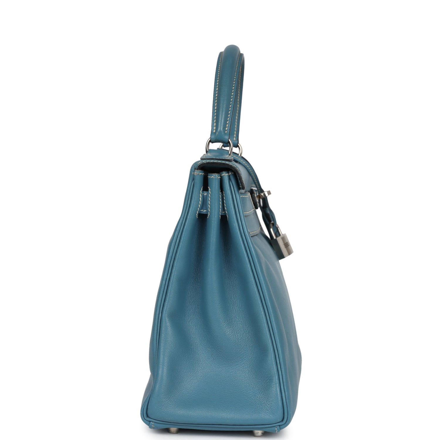 New Hermes Kelly Retourne 28 Blue Jean Gulliver Palladium Hardware