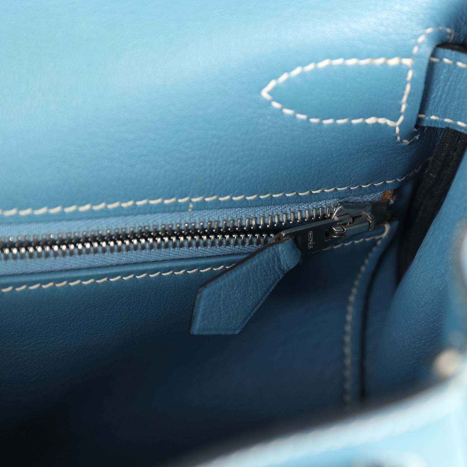 New Hermes Kelly Retourne 28 Blue Jean Gulliver Palladium Hardware