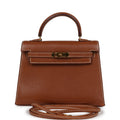 New Hermes Micro Kelly Sellier 15 Gold Courchevel Gold Hardware