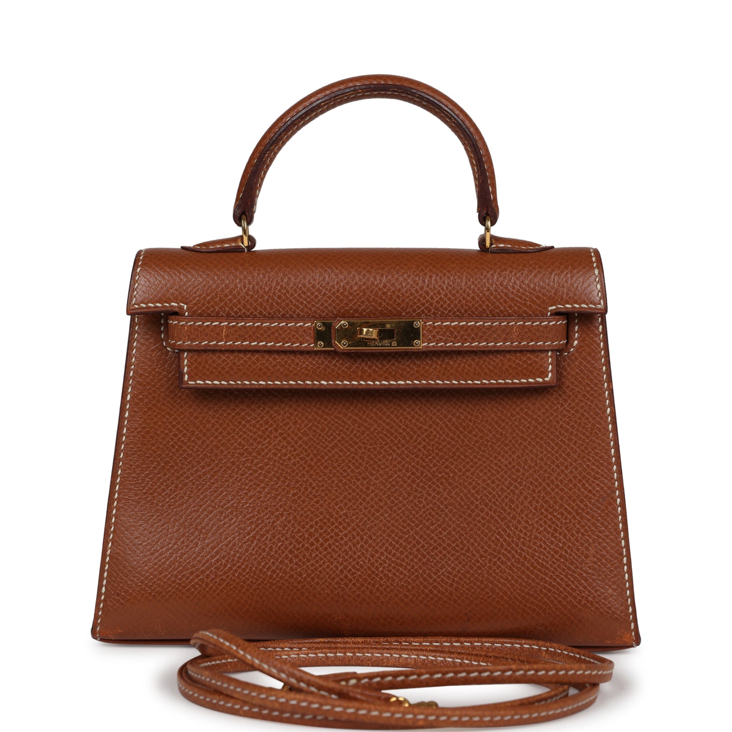 New Hermes Micro Kelly Sellier 15 Gold Courchevel Gold Hardware