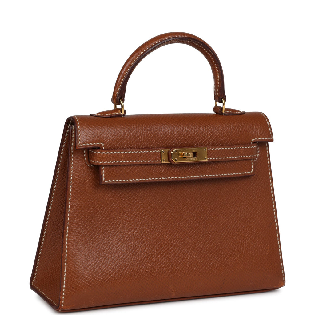New Hermes Micro Kelly Sellier 15 Gold Courchevel Gold Hardware