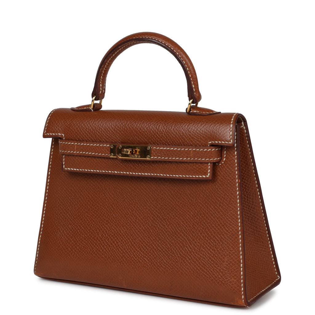 New Hermes Micro Kelly Sellier 15 Gold Courchevel Gold Hardware
