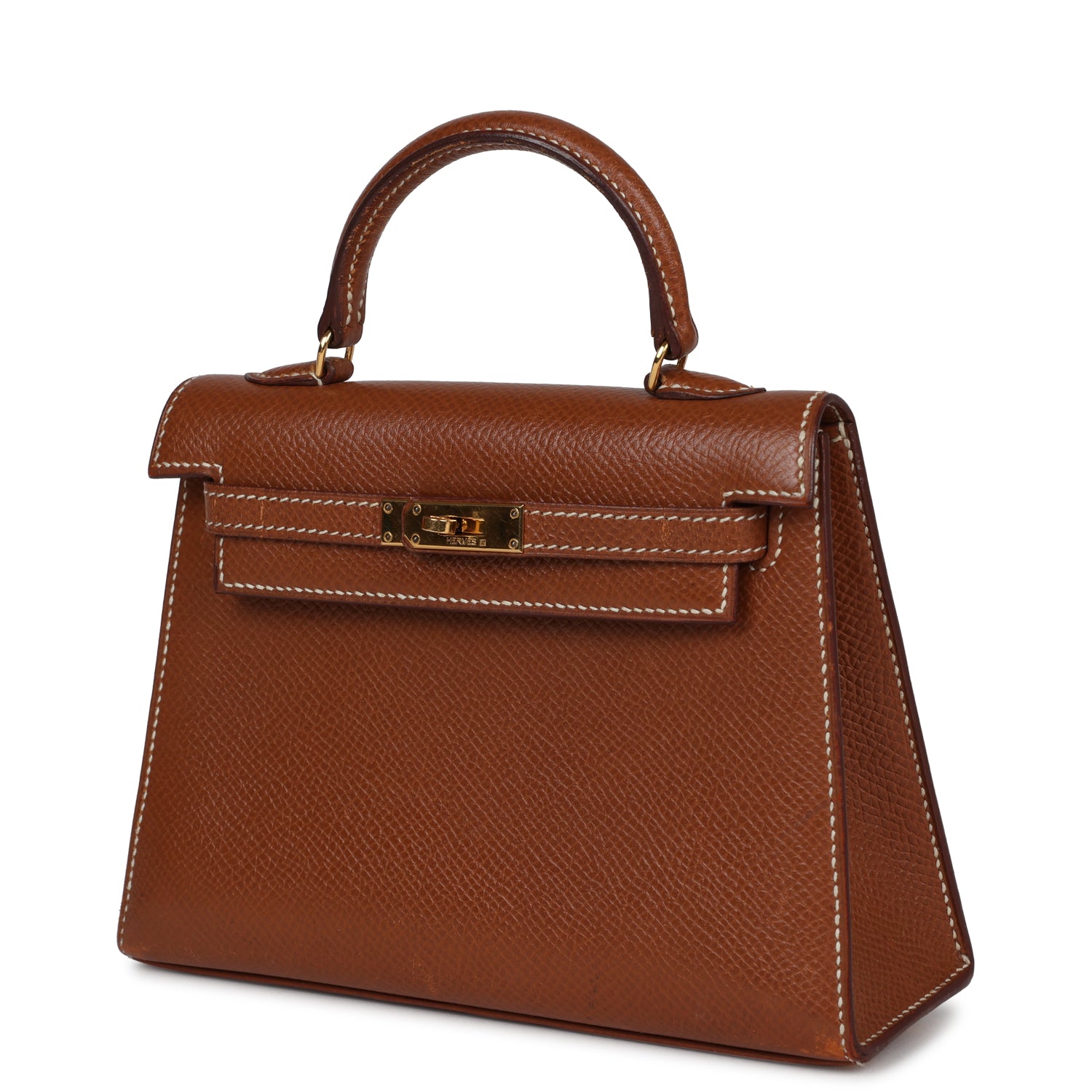 New Hermes Micro Kelly Sellier 15 Gold Courchevel Gold Hardware