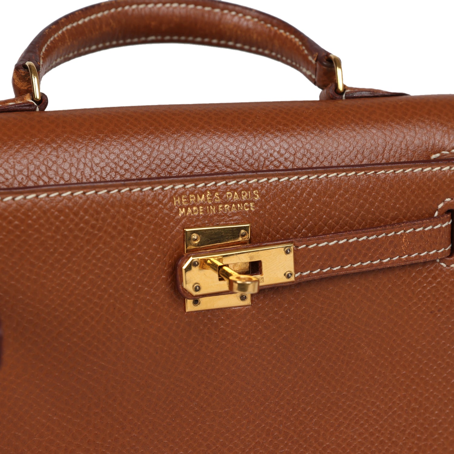 New Hermes Micro Kelly Sellier 15 Gold Courchevel Gold Hardware