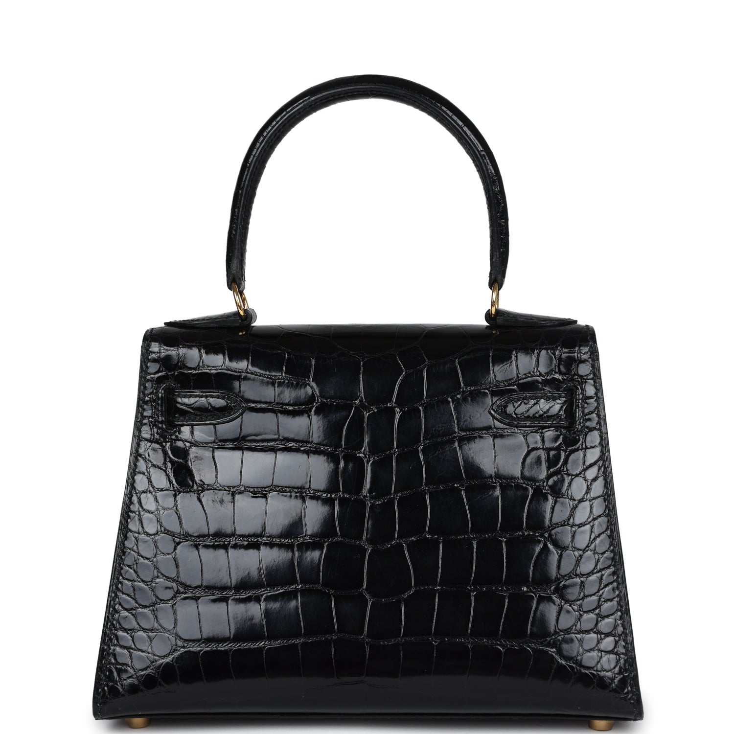 New Hermes Kelly Sellier 20 Black Shiny Alligator Gold Hardware