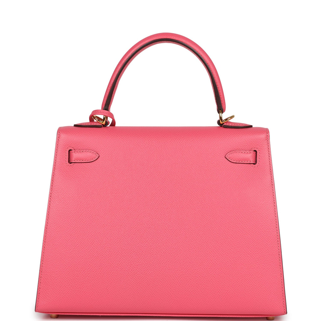 New Hermes Kelly Sellier 25 Rose Azalee Epsom Gold Hardware