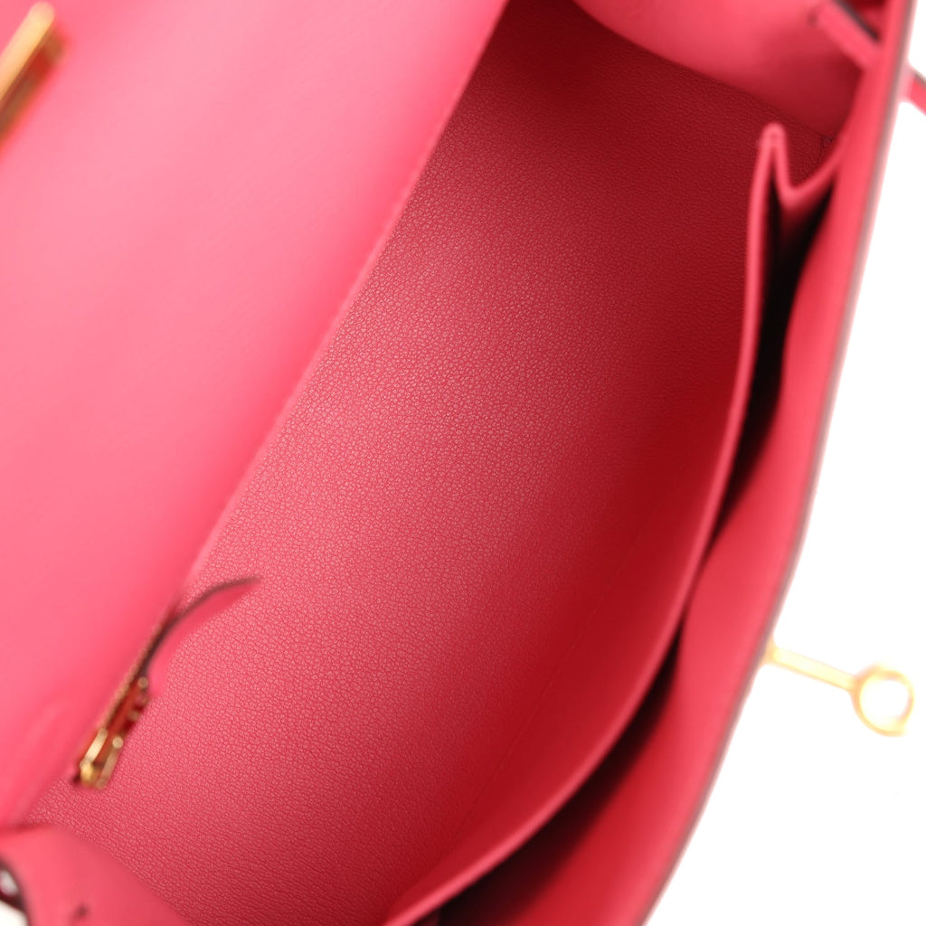 New Hermes Kelly Sellier 25 Rose Azalee Epsom Gold Hardware