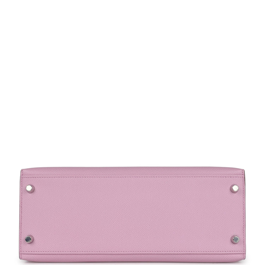 Pre-owned Hermes Kelly Sellier 28 Mauve Sylvestre Epsom Palladium Hardware