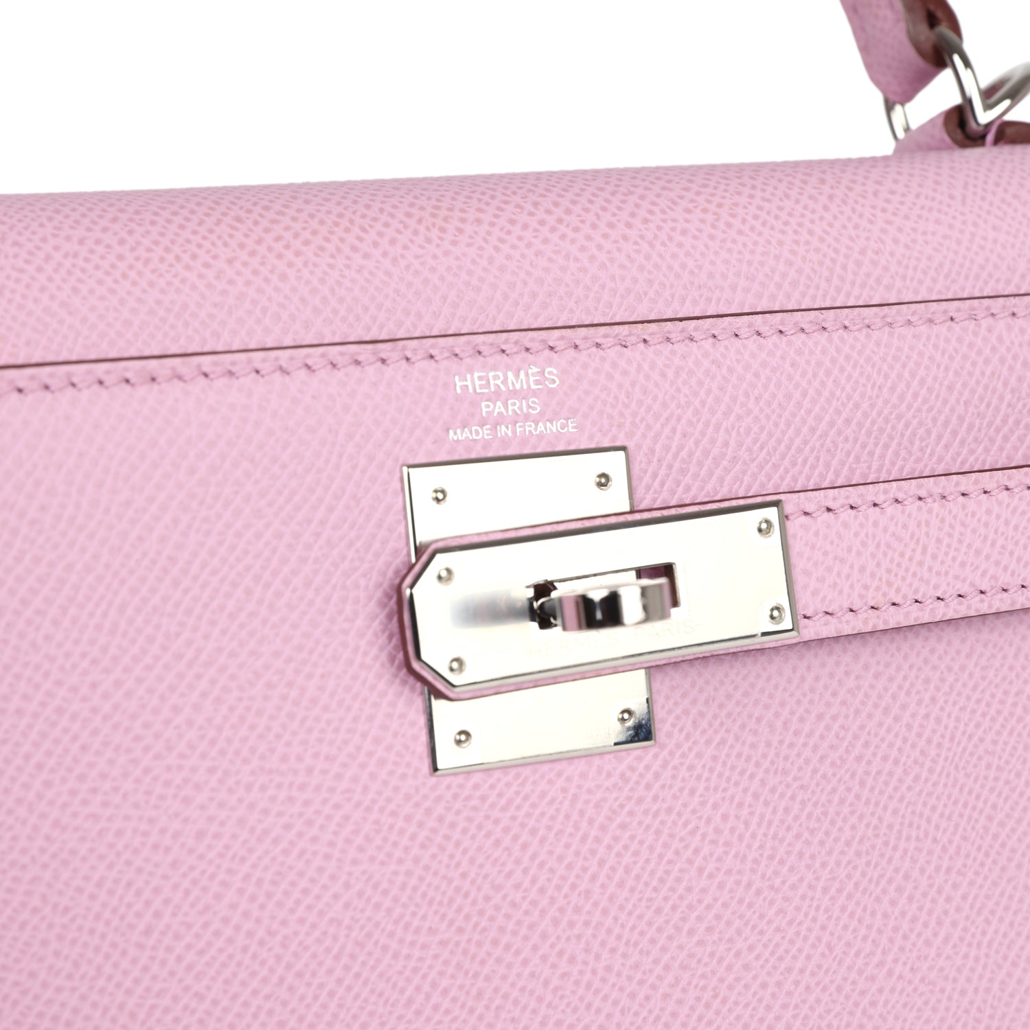 Pre-owned Hermes Kelly Sellier 28 Mauve Sylvestre Epsom Palladium Hardware