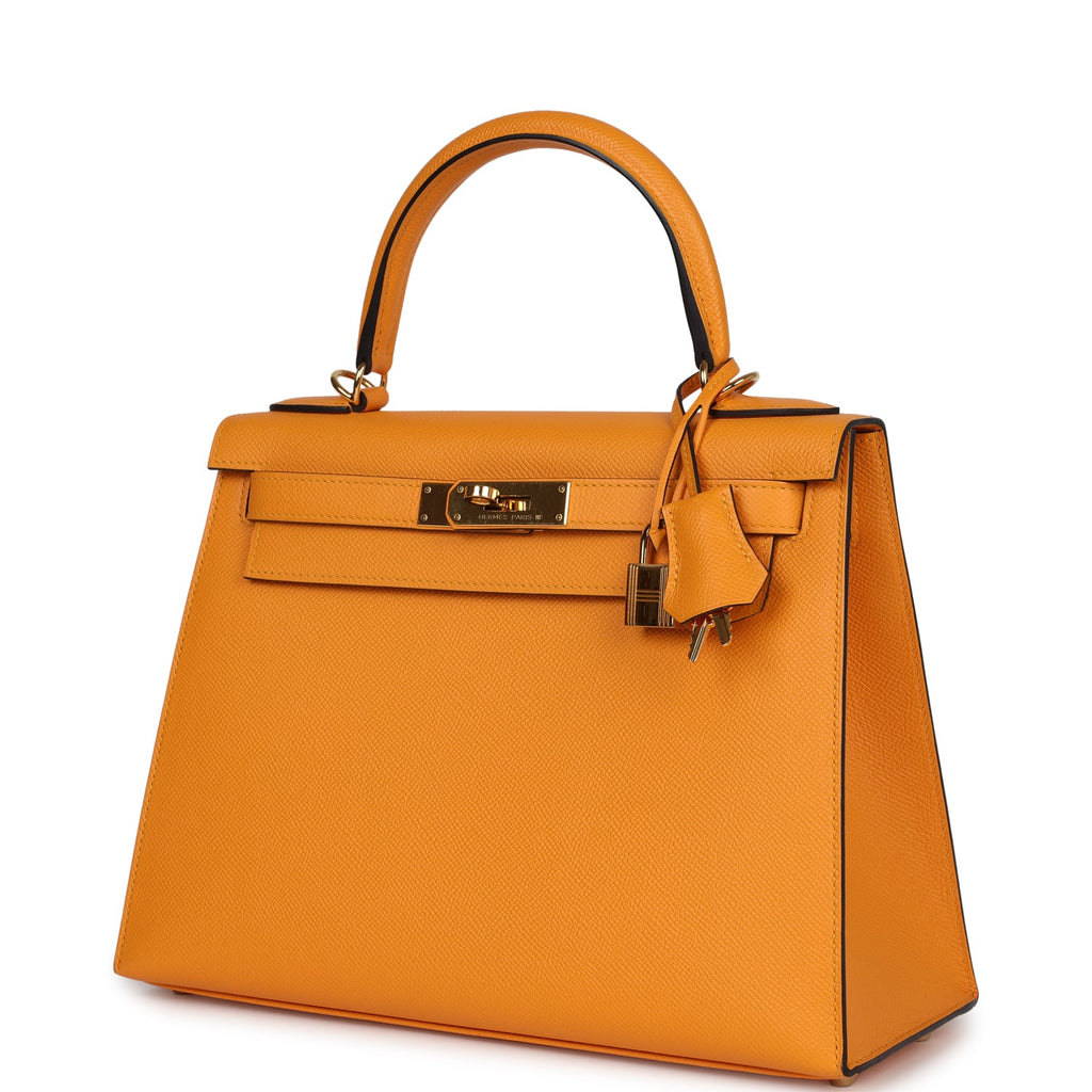 Pre-owned Hermes Special Order (HSS) Kelly Sellier 28 Jaune D'Or Epsom Gold Hardware