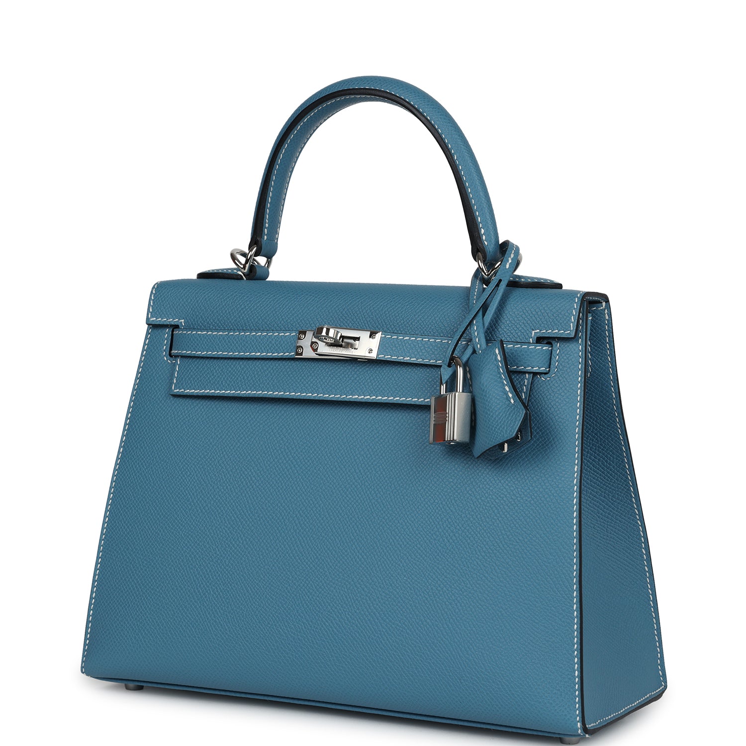 Hermes Kelly Sellier 25 Blue Jean Epsom Palladium Hardware