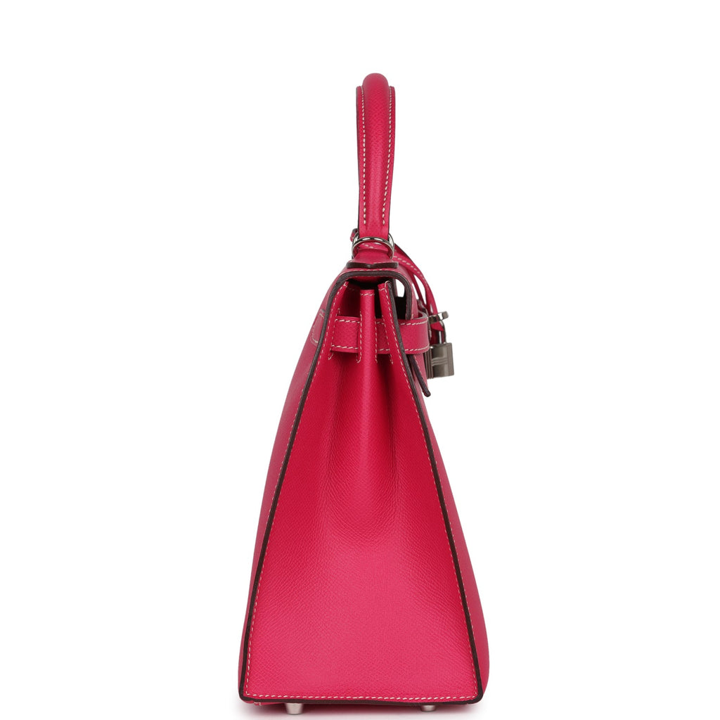 New Hermes Kelly Sellier 28 Rose Tyrien Epsom Palladium Hardware