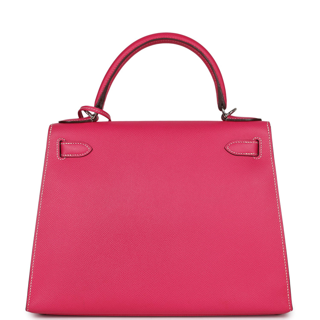 New Hermes Kelly Sellier 28 Rose Tyrien Epsom Palladium Hardware