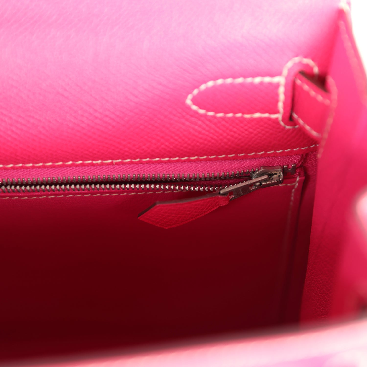 New Hermes Kelly Sellier 28 Rose Tyrien Epsom Palladium Hardware