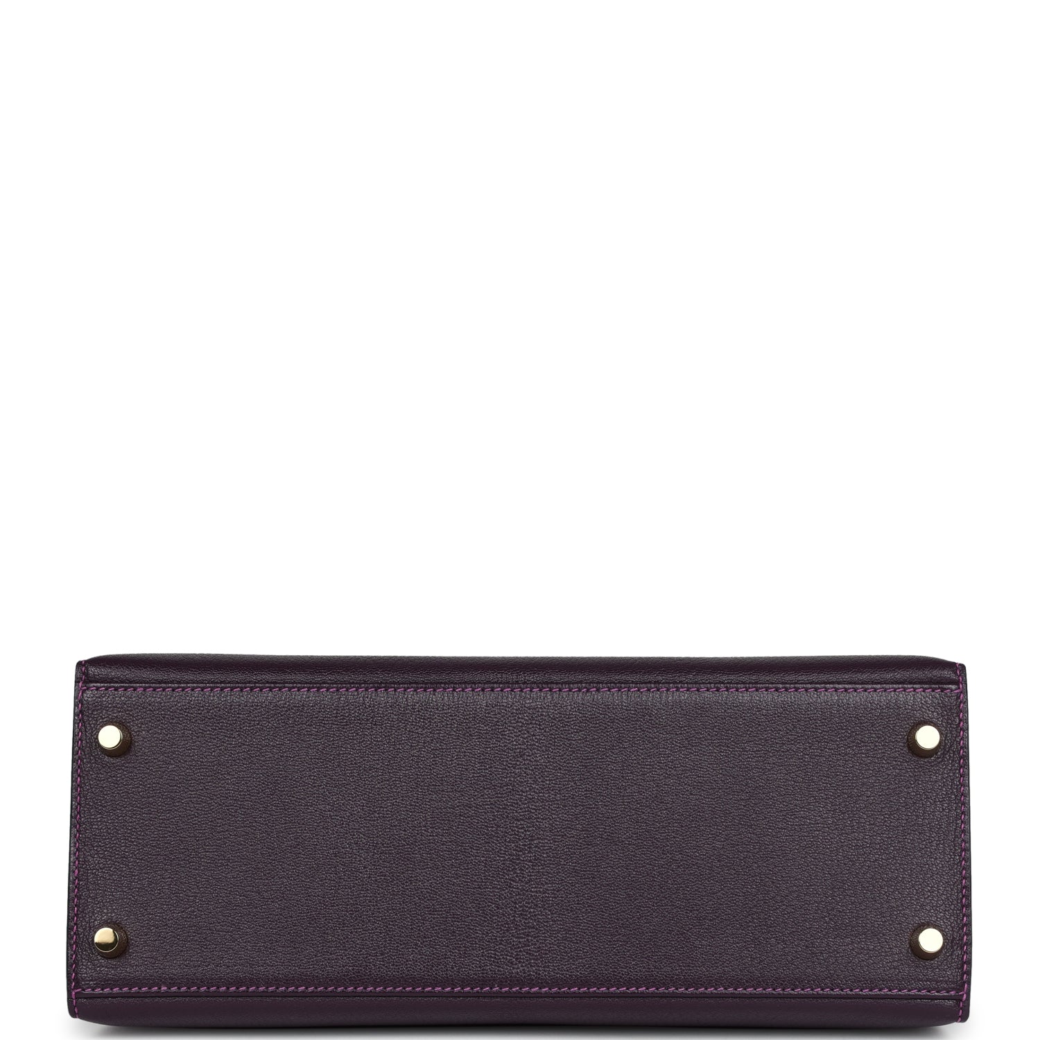 Pre-owned Hermes Special Order (HSS) Kelly Sellier 28 Raisin Verso Chevre Brushed Gold Hardware