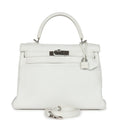 New Hermes Kelly Retourne 28 White Clemence Palladium Hardware