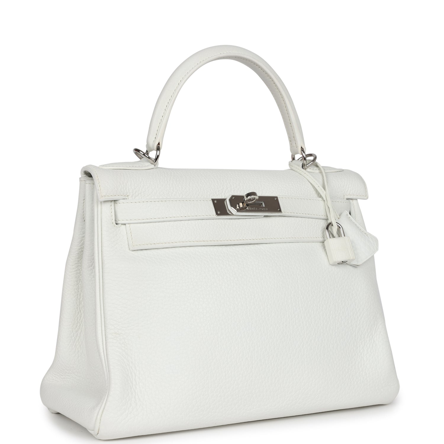 New Hermes Kelly Retourne 28 White Clemence Palladium Hardware