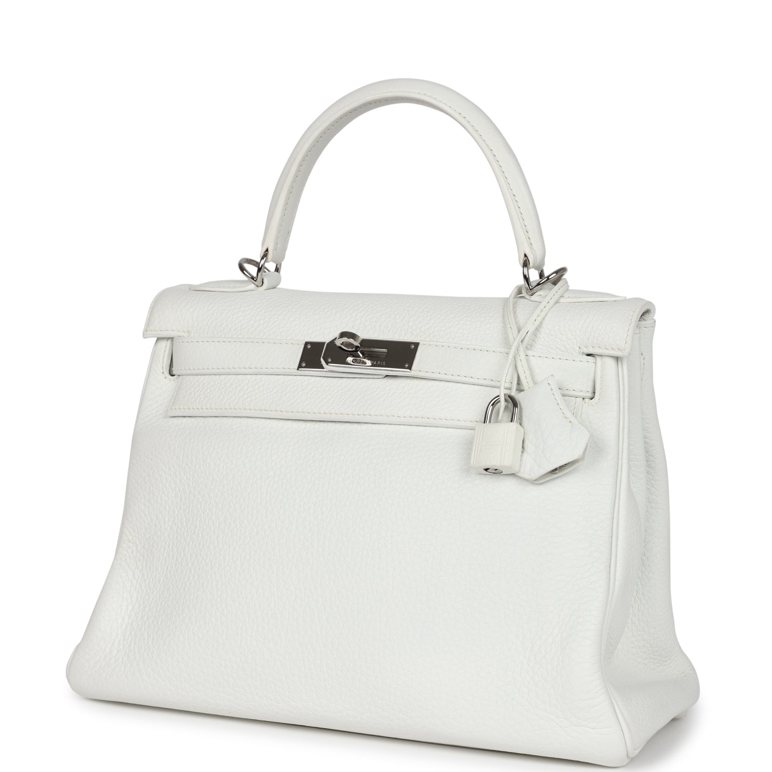 New Hermes Kelly Retourne 28 White Clemence Palladium Hardware