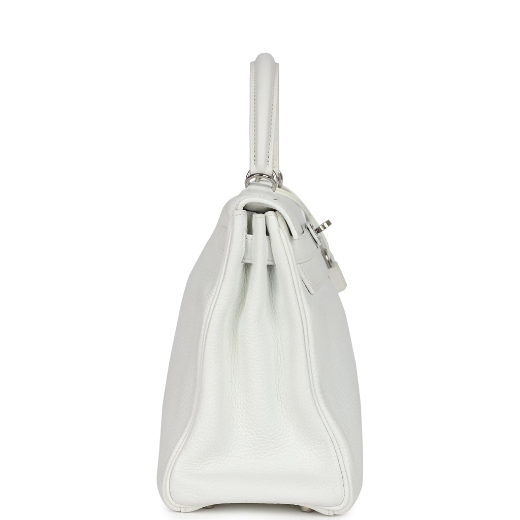 New Hermes Kelly Retourne 28 White Clemence Palladium Hardware