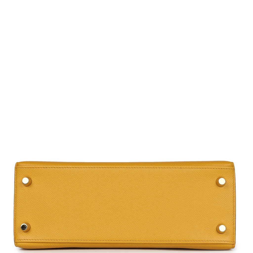 Pre-owned Hermes Kelly Sellier 25 Jaune Ambre Epsom Gold Hardware