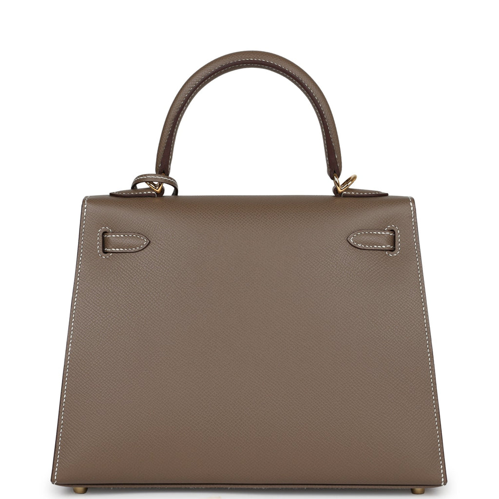 Hermes Kelly Sellier 25 Etoupe Epsom Gold Hardware