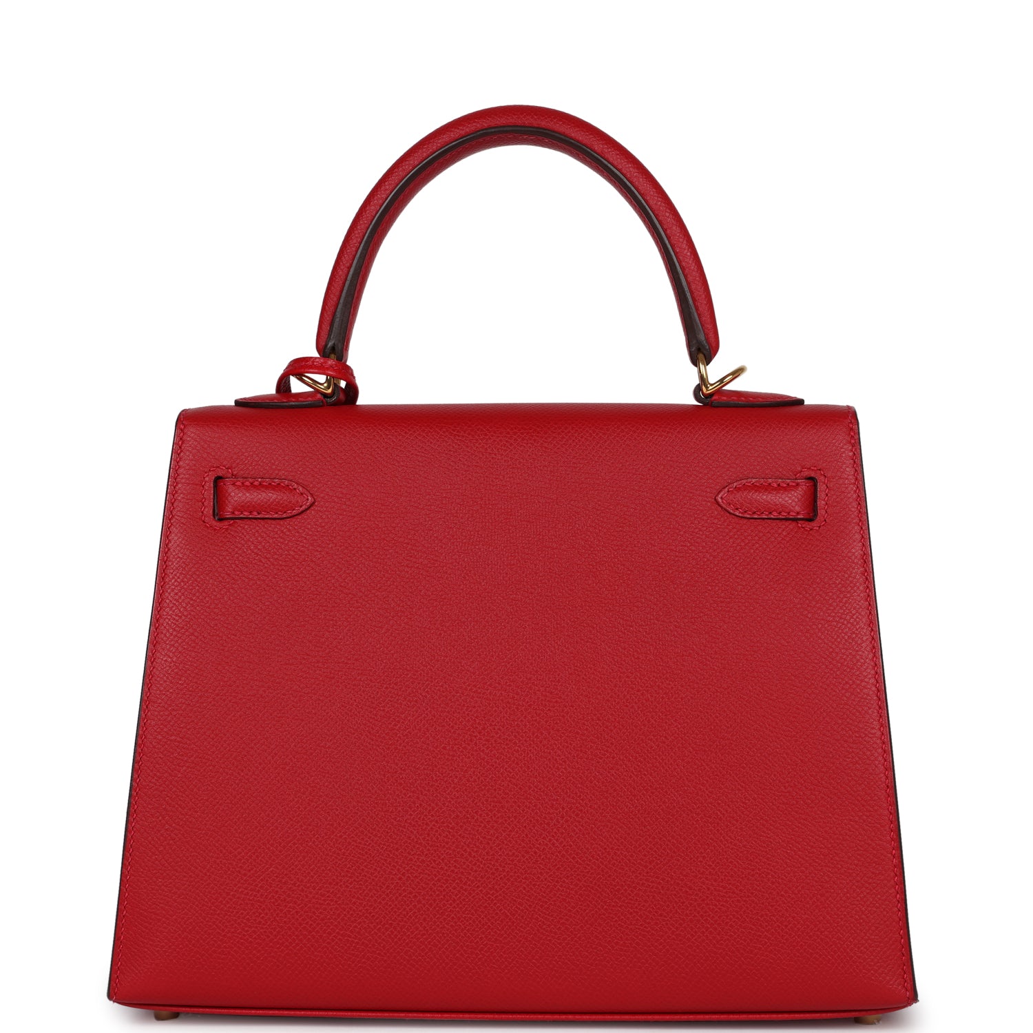Pre-Owned Hermes Kelly Sellier 25 Rouge Casaque Epsom Gold Hardware