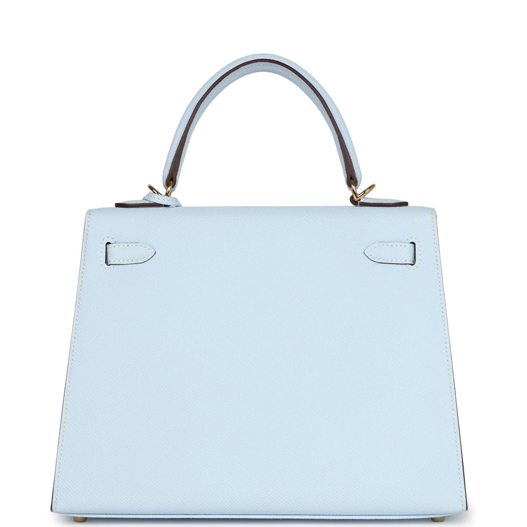 Hermes Kelly Sellier 25 Bleu Brume Epsom Gold Hardware