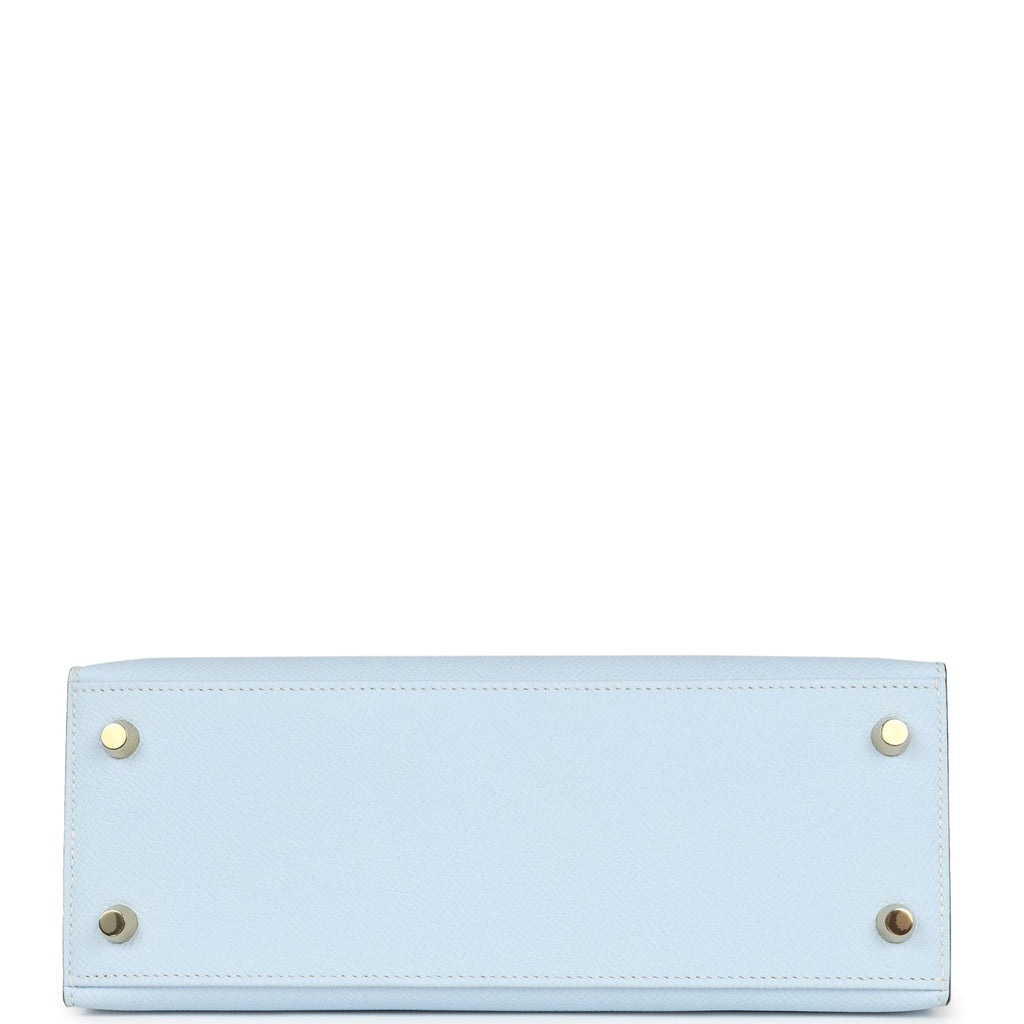 Hermes Kelly Sellier 25 Bleu Brume Epsom Gold Hardware