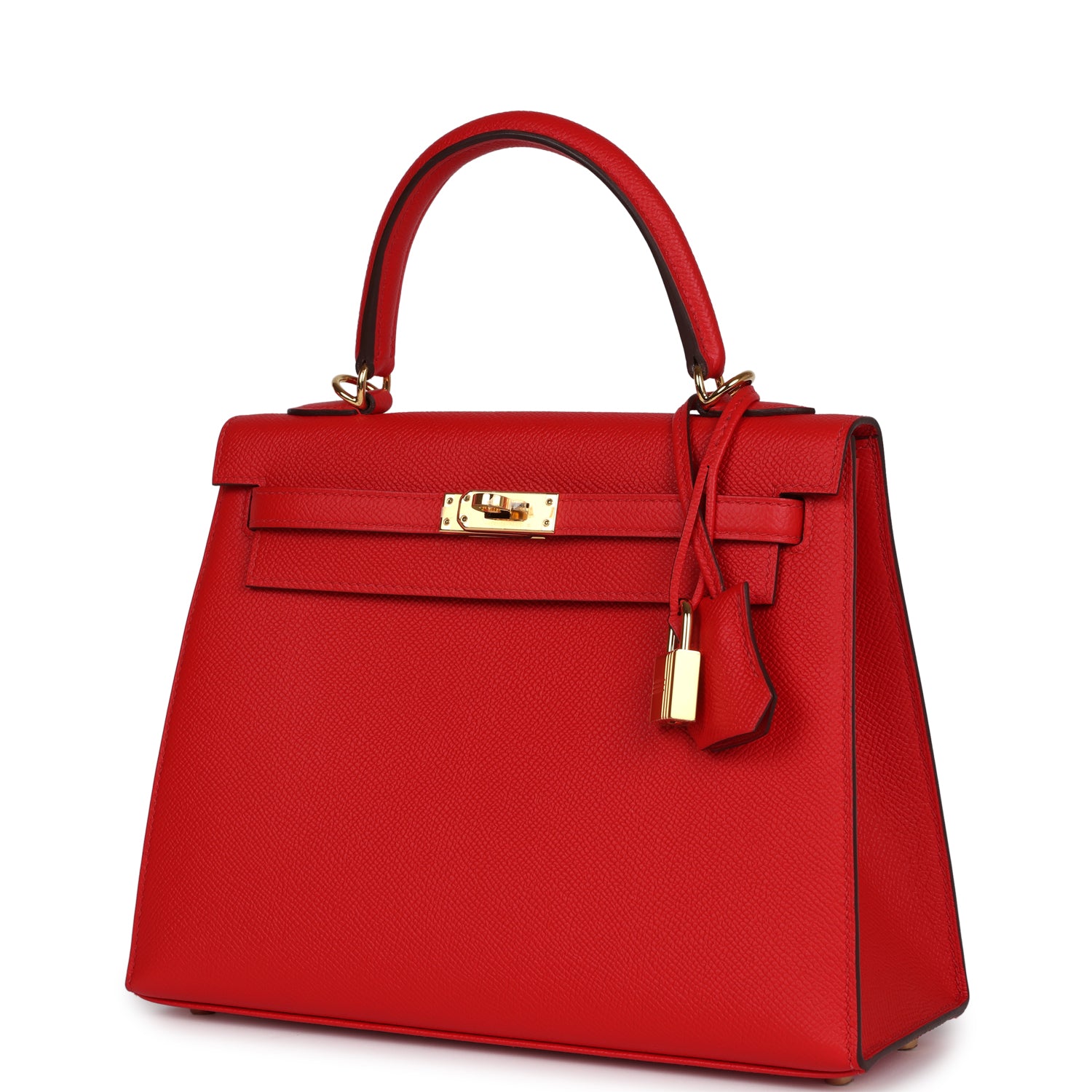 Hermes Kelly Sellier 25 Rouge de Coeur Epsom Gold Hardware