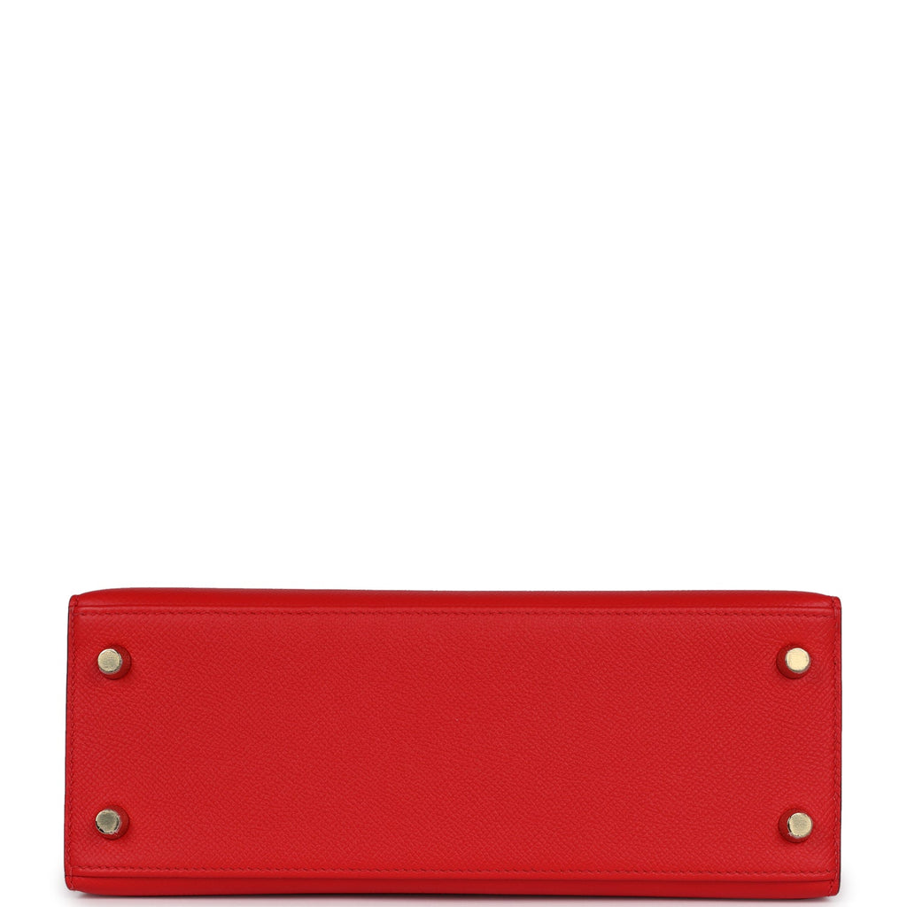 Hermes Kelly Sellier 25 Rouge de Coeur Epsom Gold Hardware