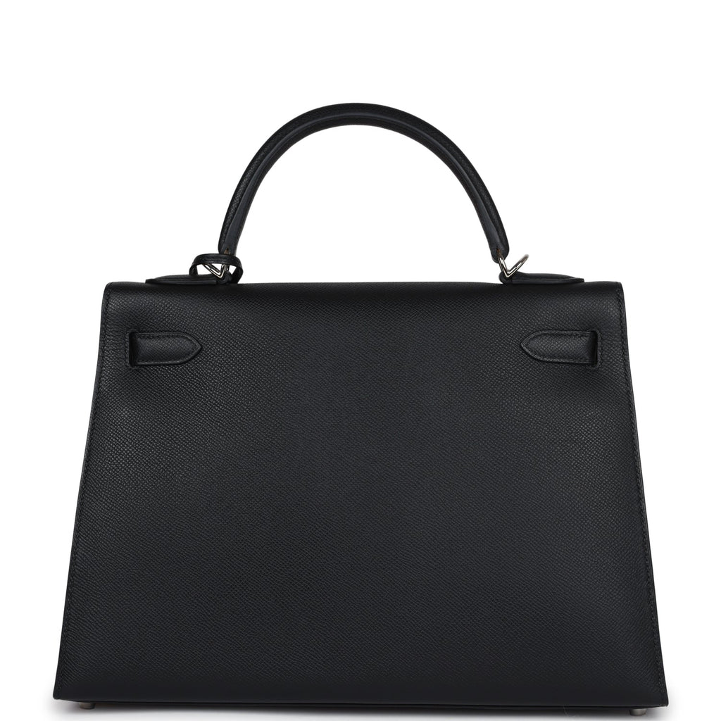 Hermes Kelly Sellier 32 Black Epsom Palladium Hardware