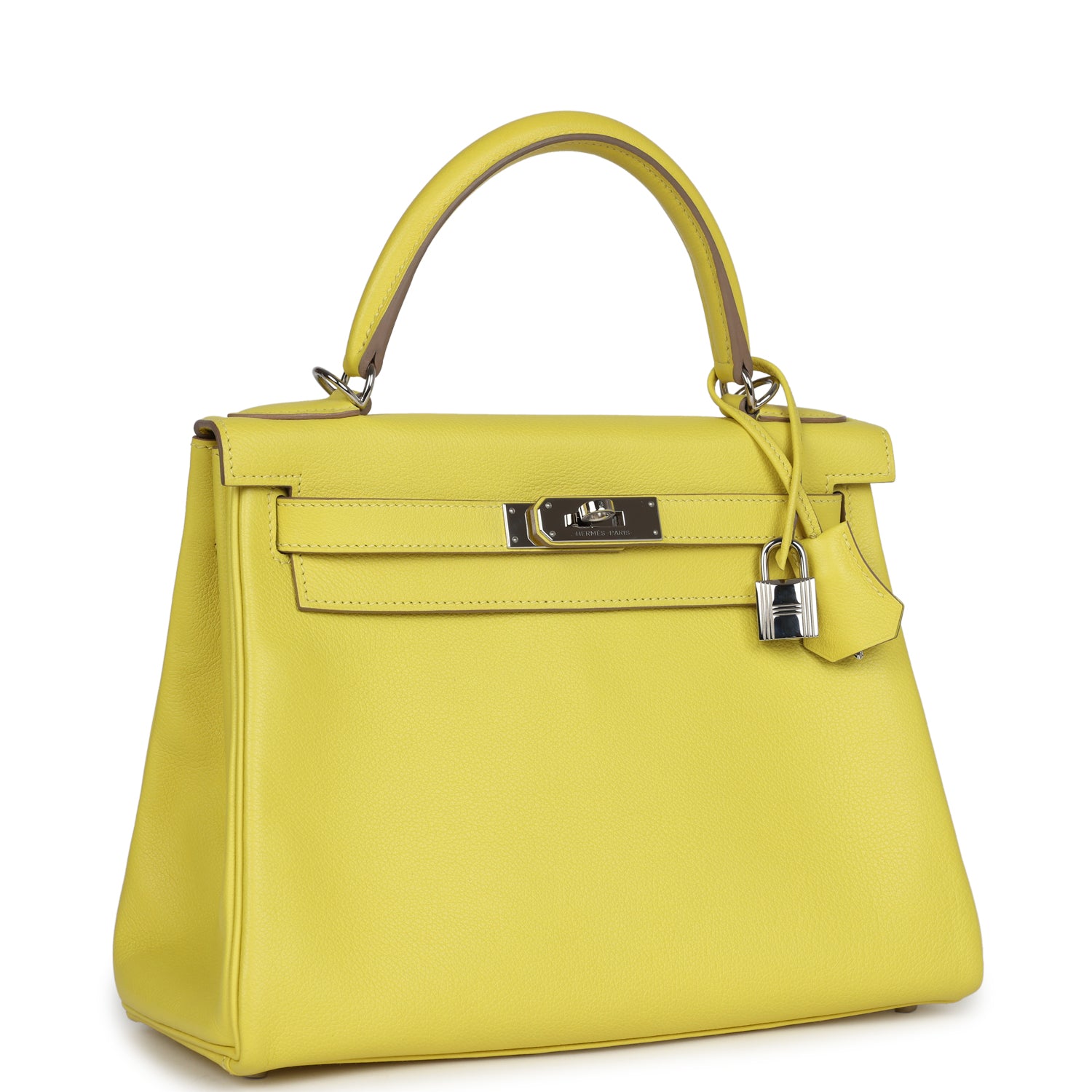 New Hermes Kelly Retourne 28 Lime Evercolor Palladium Hardware