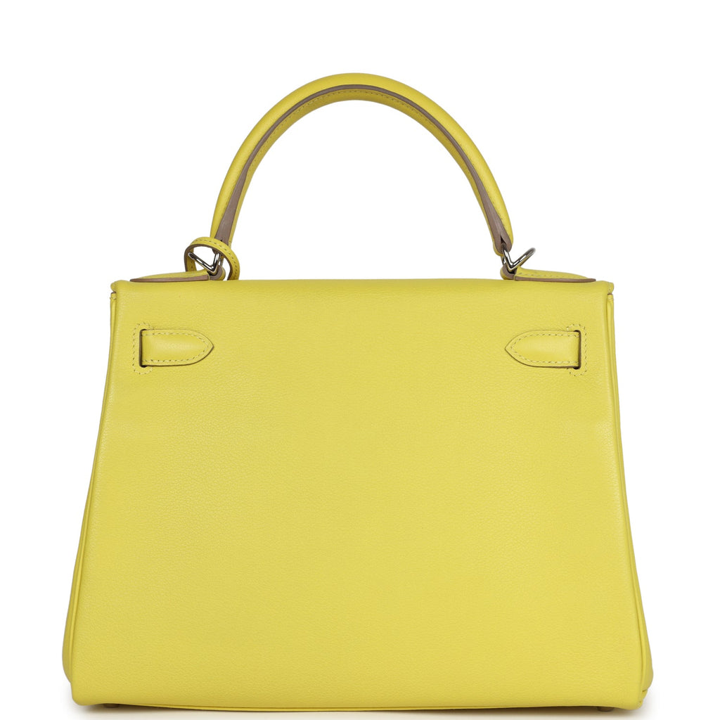 New Hermes Kelly Retourne 28 Lime Evercolor Palladium Hardware