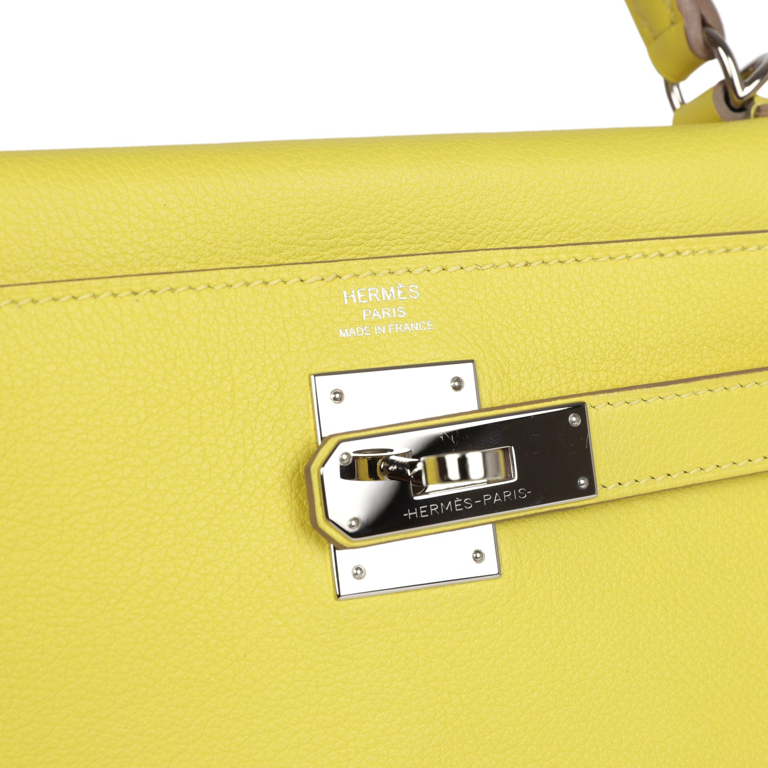 New Hermes Kelly Retourne 28 Lime Evercolor Palladium Hardware