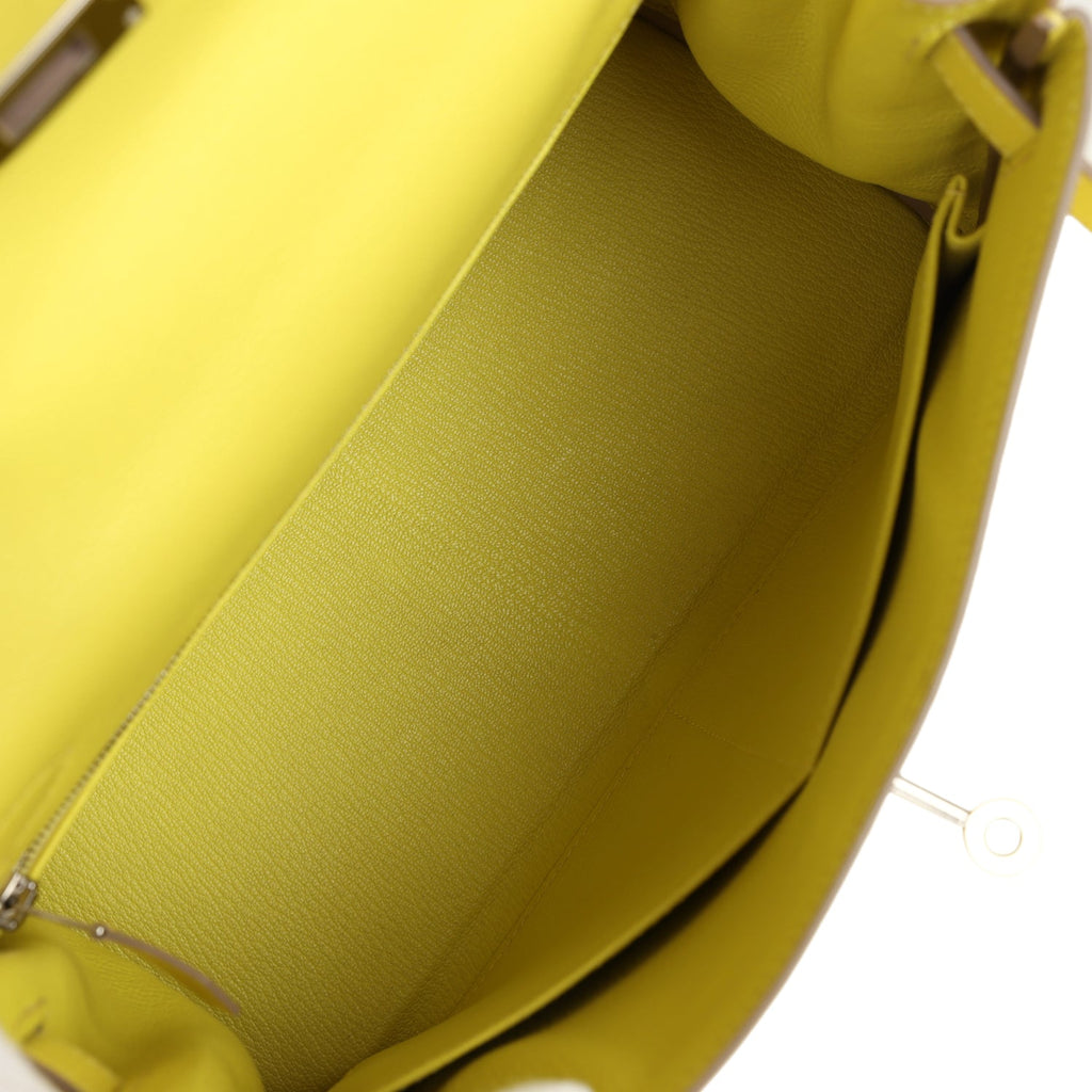 New Hermes Kelly Retourne 28 Lime Evercolor Palladium Hardware
