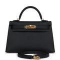 Hermes Kelly Sellier 20 Black Epsom Gold Hardware